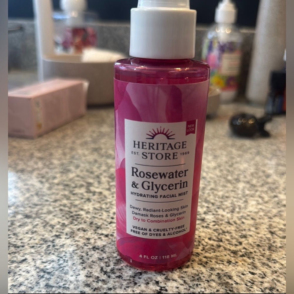 Heritage Store Rosewater & Glycerin Facial Mist 4 Fl oz NEW